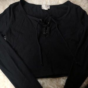 Pac sun long sleeve lace up crop top